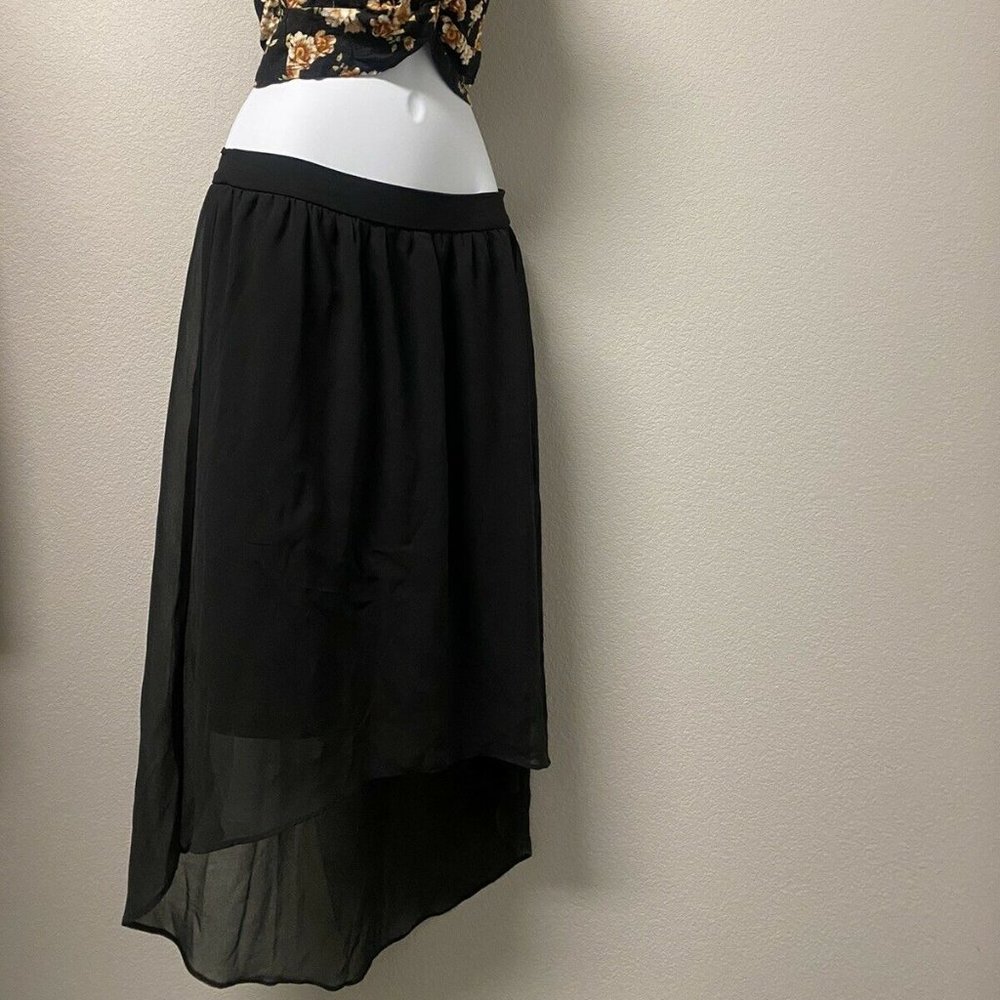 High Low Black Loose Midi Skirt Boho Casual Dress